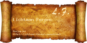 Lichtman Ferenc névjegykártya